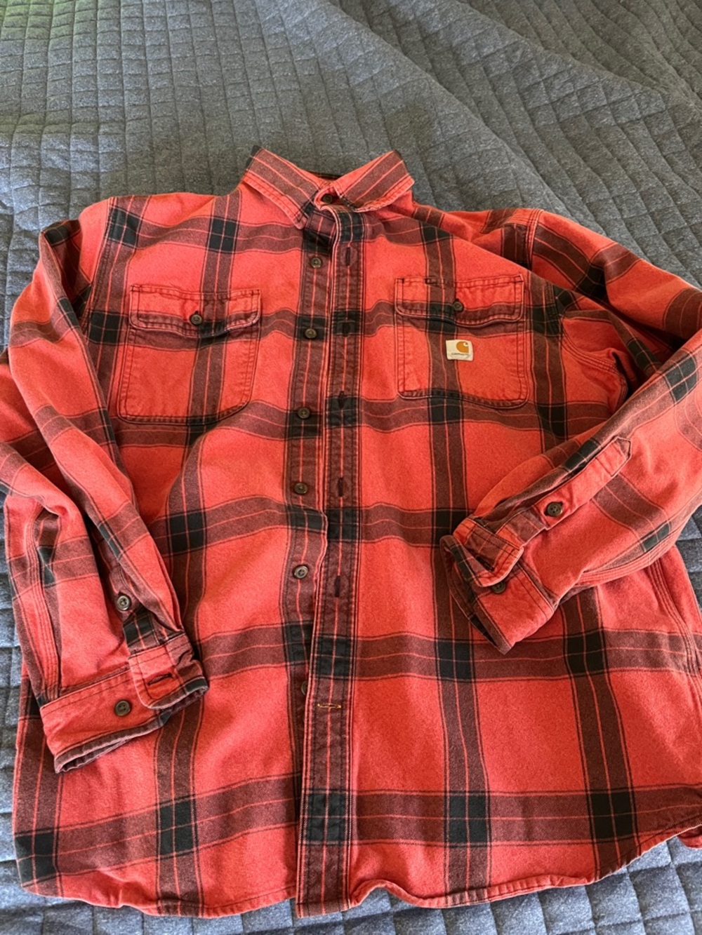 Carhartt Red & Black Plaid Heavy Flannel Work Shirt